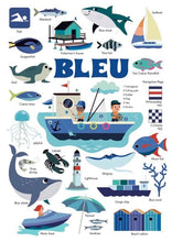 Charger l&#39;image dans la galerie, Mini poster en gommettes  LA MER / BLEU  3-8 ans
