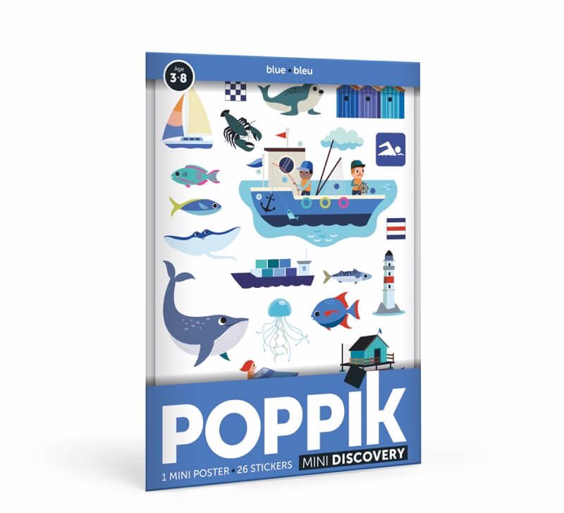 Mini poster en gommettes  LA MER / BLEU  3-8 ans